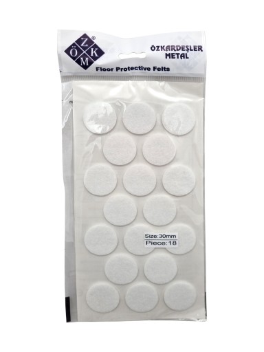 Plstené podložky na okrúhle stoličky, biele, okrúhle, 3 cm - 18 ks.