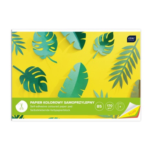 Farebný samolepiaci papier Fluo B5 170G 8 listov