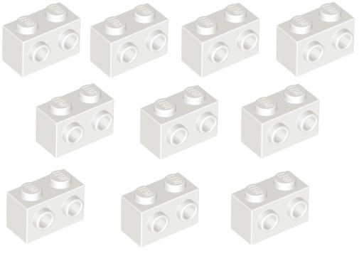 LEGO Brick 1x2 2 VANE biele 6058177 11211 -10 kusov