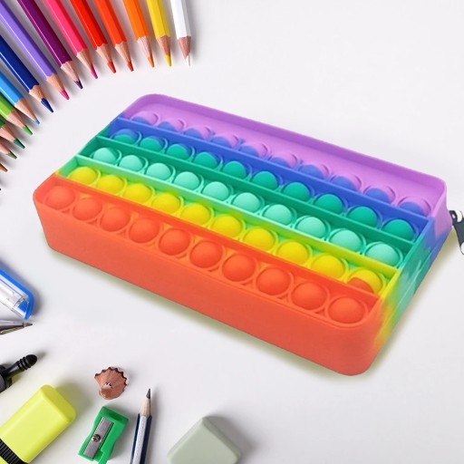 ŠKOLSKÝ Peračník POP IT TAŠKA DÚHOVÁ FAREBNÁ HRAČKA POPIT PERERAČKY