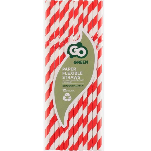 ČERVENÉ papierové slamky zlomené STRIPES tubičky na pitie narodeninová oslava ECO 12 ks