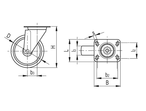 Plastové otočné koleso 4081 125x37, nosnosť 130kg