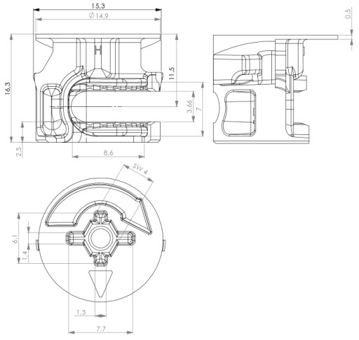50x Excentrický nábytkový konektor fi15 pre 23mm dosku