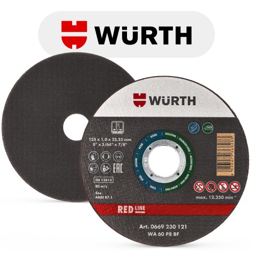 Kotúč na rezanie kovu 125x1 mm Kotúče z oceľovej rúry STRONG RED LINE WURTH 1ks