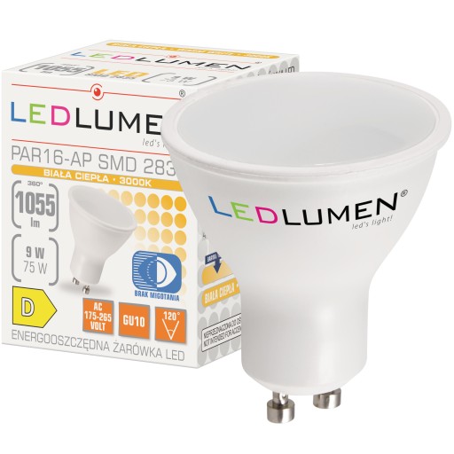 GU10 LED žiarovka 9W=75W SMD 1055lm 120° CCD Úspora energie bez blikania