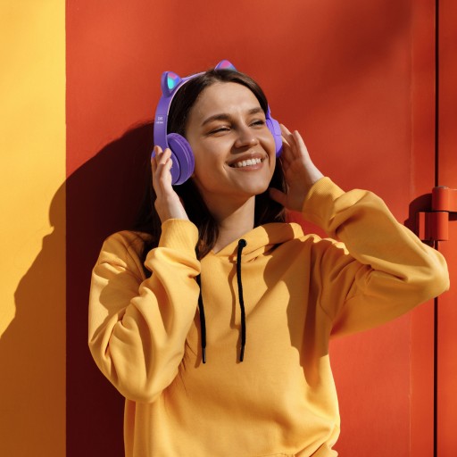 SLÚCHADLÁ PRE DETI BLUETOOTH MAČACIE UŠI MAČKA LED RGB MIKROfón do uší