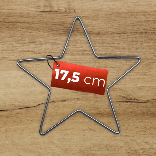 Kovová hviezda STRIEBORNÁ 17,5 cm drôtená obruč