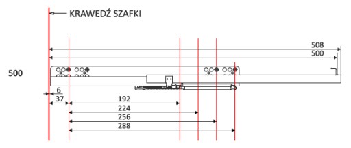 FPD 500mm 3/4 spodná montážna vodiaca lišta
