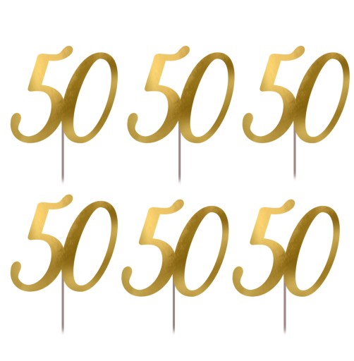 PIKERY narodeninová dekorácia 50 YEARS GOLD, 6 KS