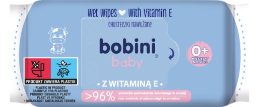 BOBINI BABY Vlhčené obrúsky pre deti s VITAMÍNOM E, 60 ks