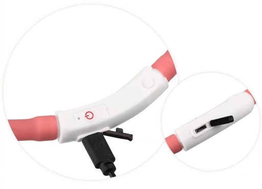 SVIETIACI LED Obojok PRE PSA A MAČKU 70cm ČERVENÝ USB NASTAVITEĽNÝ VODEODOLNÝ