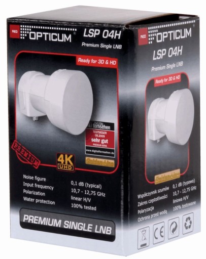 SINGLE NC+ HD 4K Polsat satelitný konvertor 0,1dB + kryt pre F eF konektor