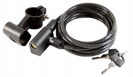 SPIRAL LOCK BIKE LOCK 180cm x 3,8mm HRUBÝ PEVNÝ S KĽÚČOM