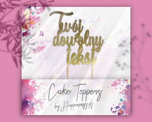 CAKE TOPPER Akýkoľvek nápis Glamour Birthday Baptism Communion Gold