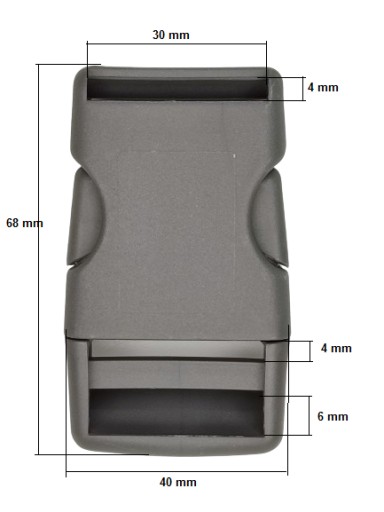 Plastová patentka 30 mm na opasok, 1 ks, šedá