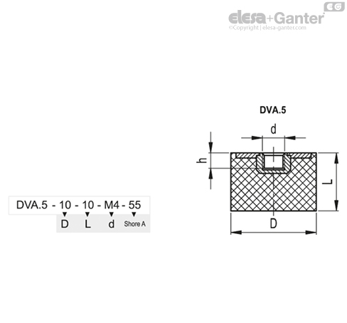 Vibroizolátor DVA.5-40-20-M8-55 - závitový otvor