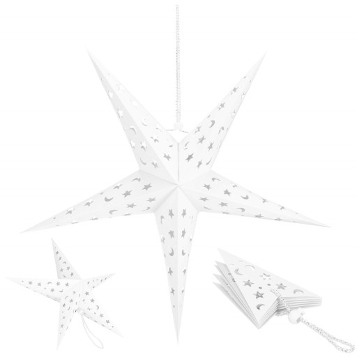 DEKORATÍVNA HVIEZDA 10LED PAPIER 25cm VITRÁŽ STUDENÁ BIELA 3D LAMPA