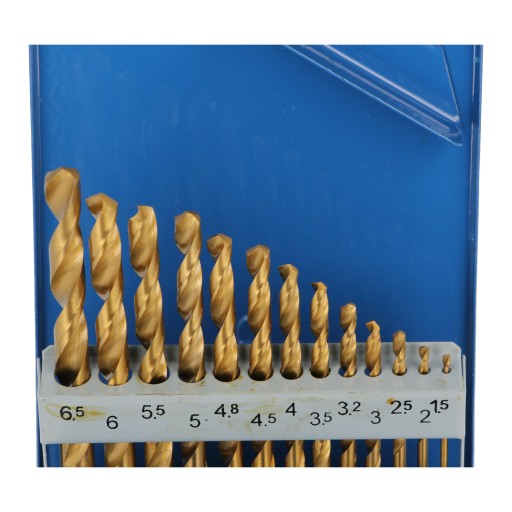 Sada vrtákov, sada TITANIUM HSS vrtákov do kovu, 13 kusov, 1,5 mm - 6,5 mm