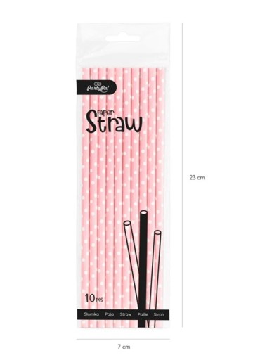 NARODENINOVÁ PAPIEROVÁ TUBA SLAMKY BIELA RUŽOVÁ 10x