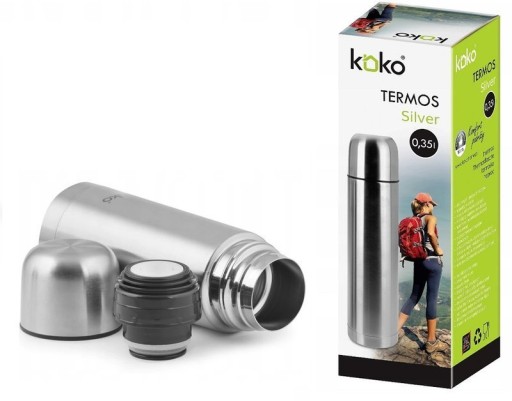 Koko Silver oceľová termoska na nápoje, 0,35 l, strieborná