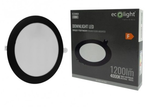 Zapustené stropné LED svietidlo Plafon okrúhle čierne 12W 4000K 17cm