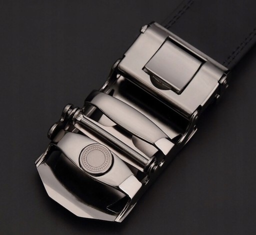 Pánsky automatický opasok elegantná čierna kožená spona kovová koža