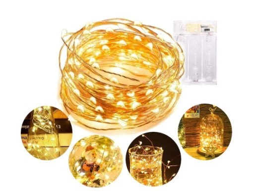 Svetielka na vianočný stromček micro LED svetielka na ozdoby 2m 20 LED teplá biela