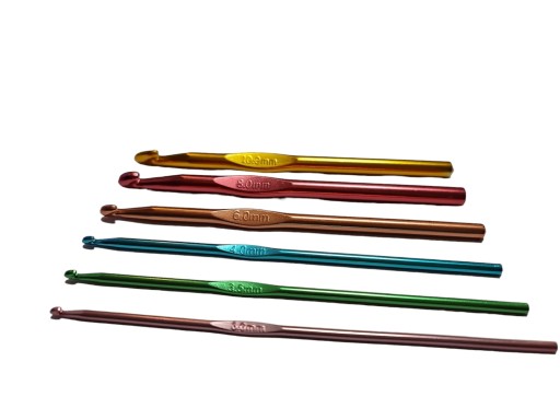 Hliníkové háčiky, farebné, od 3,0 mm do 10,0 mm, dĺžka 15 cm, FIO box