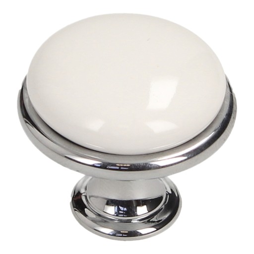 Nábytková kľučka GAMET GP19 chróm / porcelán WHT-0