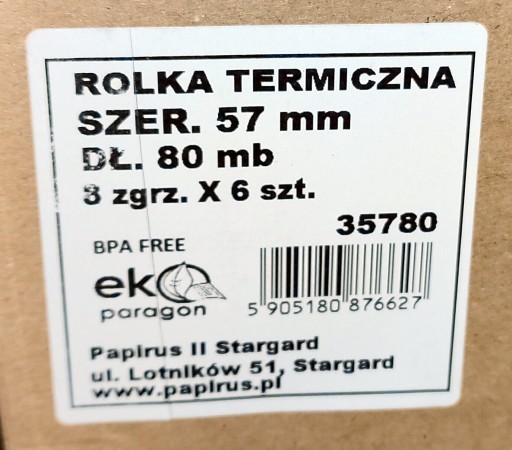 Pokladňa termorolka 57x80 57mm 80mb 1 ks