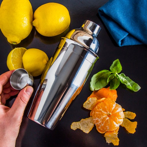 BARTMAN SHAKER NA NÁPOJE KOKTEJLY SHAKER 500ml SKLENENÝ 0,5L STRIEBORNÝ