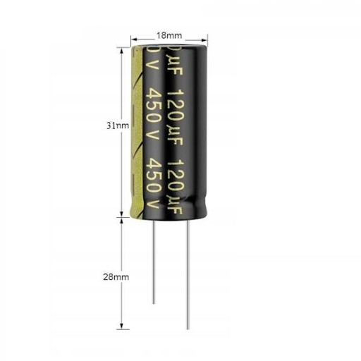 AUDIOFILNÝ KONDENZÁTOR 120UF 450V ELEKTROLYTICKÝ Ø18x31mm JCCON