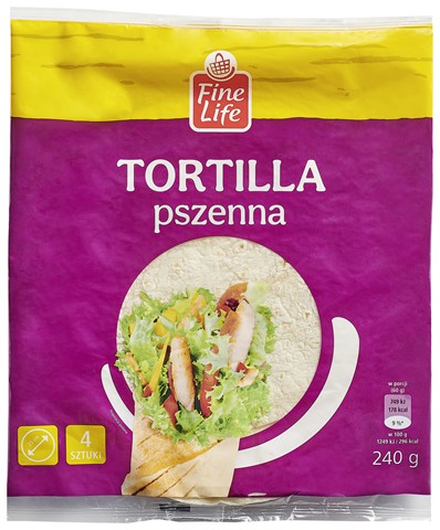 Pšeničná tortilla Fine Life 4 x 60 g, 25 cm