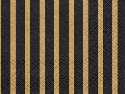 STRIPES zlaté obrúsky, čierne narodeninové ozdoby