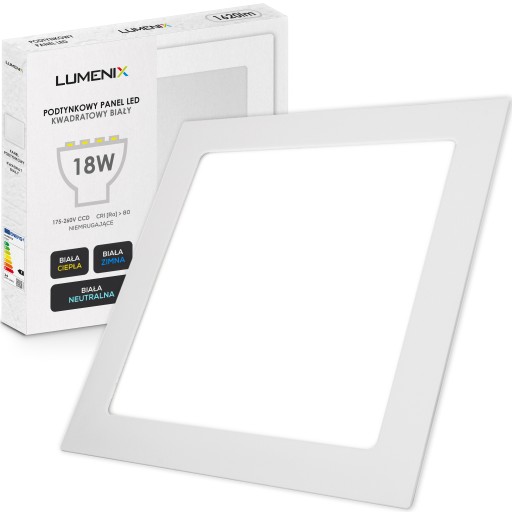 LED stropné svietidlo ZAPOMÍNANÉ ŠTVORCOVÝ PANEL 18W 1620lm Nebliká CCD SLIM