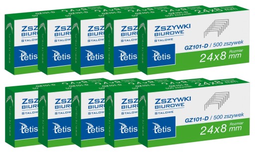 10x Kancelárske sponky 24/8 500 ks. Tetis GZ101-D
