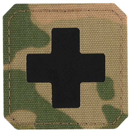 Nášivka na suchý zips MEDIC CROSS LASER CUT M-TAC Medyka Cross Multicam - čierna