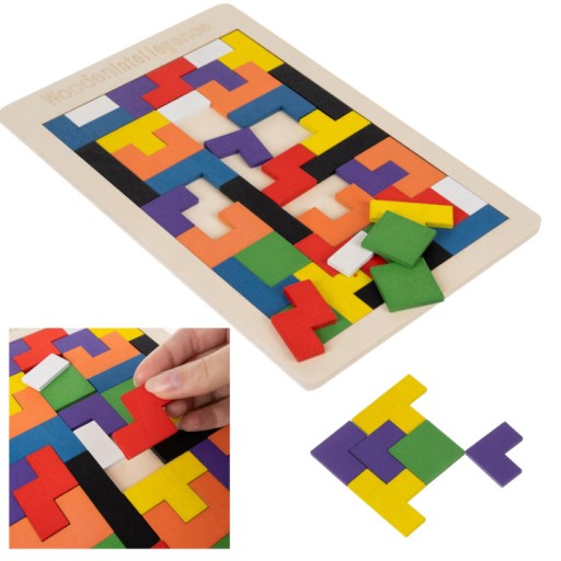 DREVENÉ LOGICKÉ HÁDANKY DREVENÉ BLOKY TETRIS 40 kusov