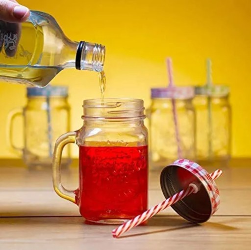 SKLENENÝ hrnček, džbán so slamkou pre dospelých 450ml LIMONÁDOVÉ POHÁRE