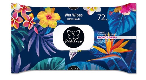 Vlhčené obrúsky PAPILON 72 Tropic Flowers