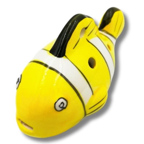 mini OCARINA keramická NEMO RYBA žltá 6 otvorov rukoväte okaríny
