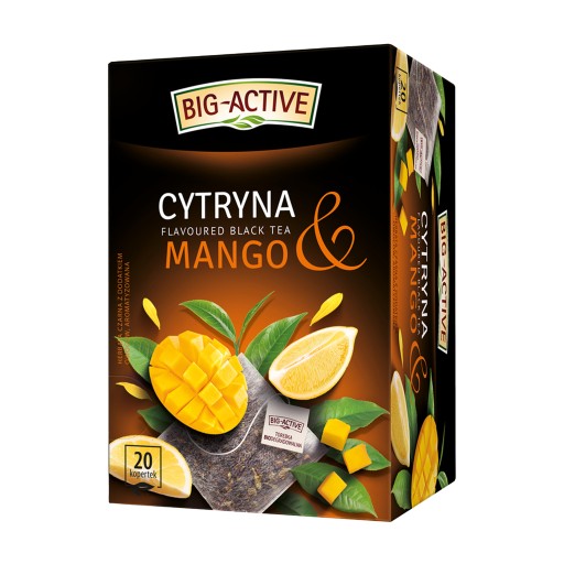 VEĽKÝ AKTÍVNY ČIERNY ČAJ s príchuťou CITRÓN MANGO 20 OBÁLOK