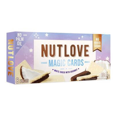 ALLNUTRITION MAGIC CARDS NUTLOVE BIELA ČOKO S KOKOSOM 104G BEZ CUKRU