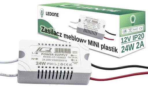 MINI PLA ZDROJ NÁBYTKU 12V 2A 24W IP20 LED pásiky