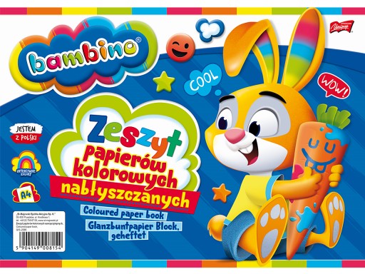 BAMBINO Zápisník z farebných, lesklých papierov, A4, výrez