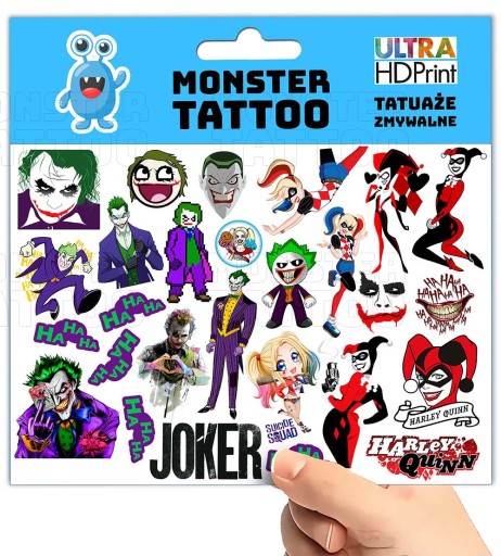 UMÝVAJÚCE DOČASNÉ TETOVANIE PRE DETI DETSKÝ JOKER ORIGINÁLNE DIZAJNY