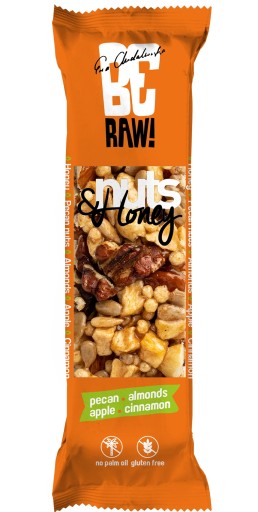 BeRAW Nuts&Honey orechová tyčinka, pekanové orechy, mandle, prírodné, 30g