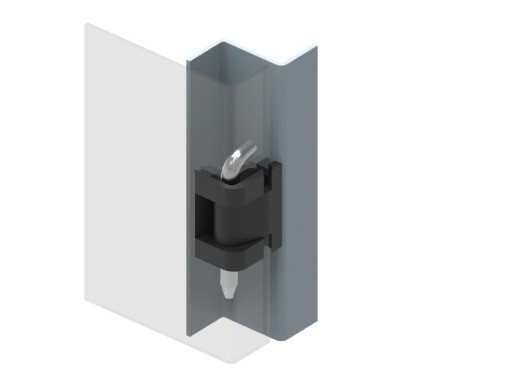 Čierny lakovaný rohový pánt pre panel s hrúbkou 1,5 mm
