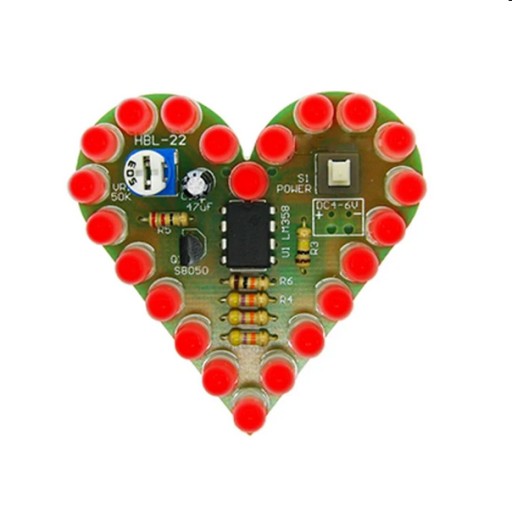 Blikajúce, plávajúce, pulzujúce LED srdce s efektom červeného svetla DIY Kit