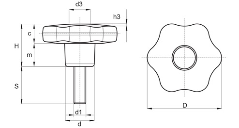 HVIEZDOVÝ GOMBÍK SKRUTKA M8x25 40mm TLAKOVÝ GOMBÍK